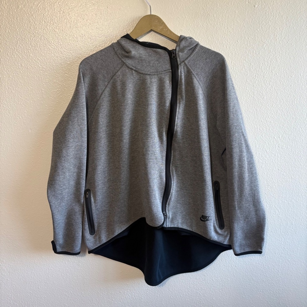 Nike Tech Fleece Women's Size XL Gray Asymmetrical Zip Hoodie Outdoor Travel